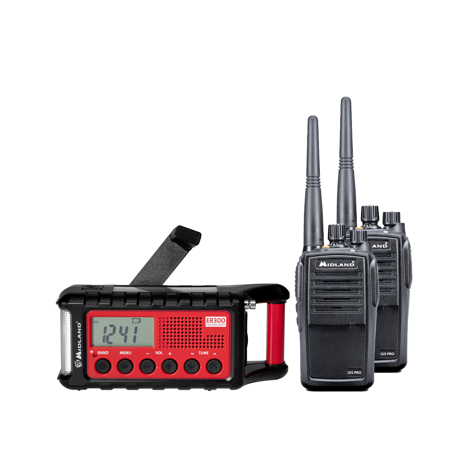 Midland PMR Basic Emergency Set: 2x XT30 Radio + ER300 Crank Radio